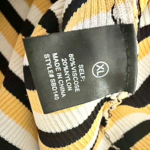 Fashion Nova Black and Yellow Striped Midi Dress Body Con Size XL Womens - Picture 4 of 5